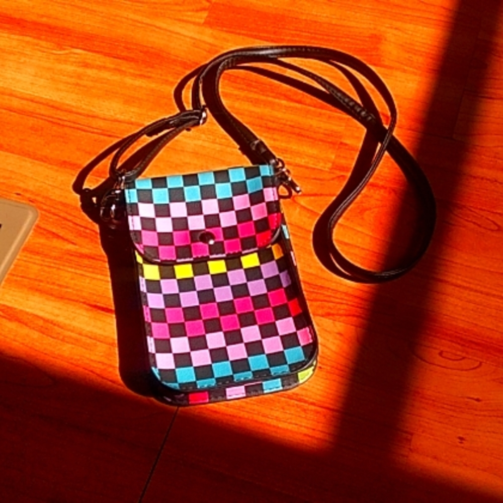 Checkered print phone case purse